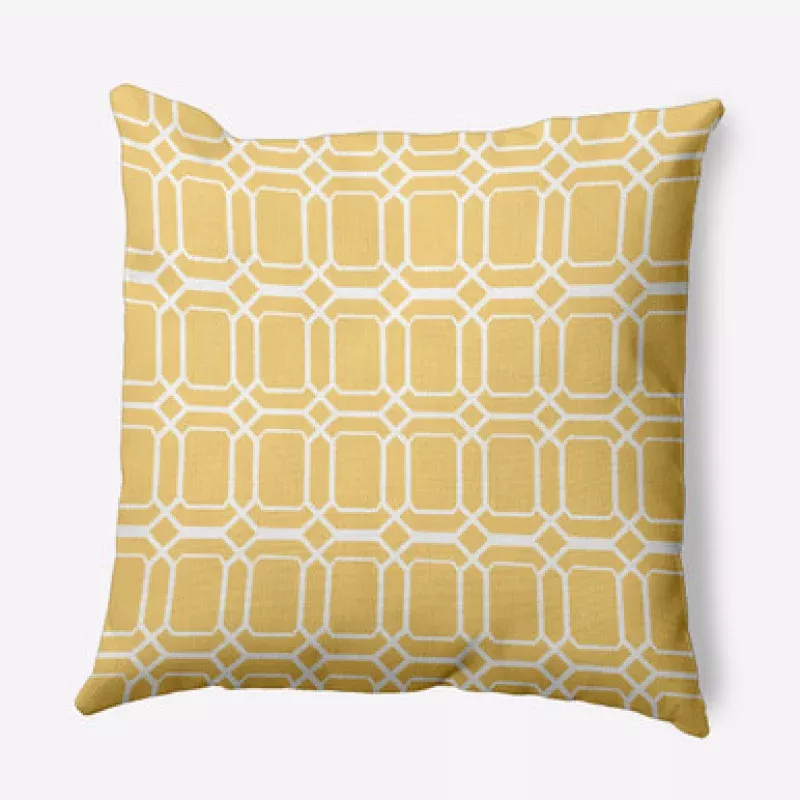 16 x 16 Yellow & White O the Fun Outdoor Throw Pillow | Pool Central