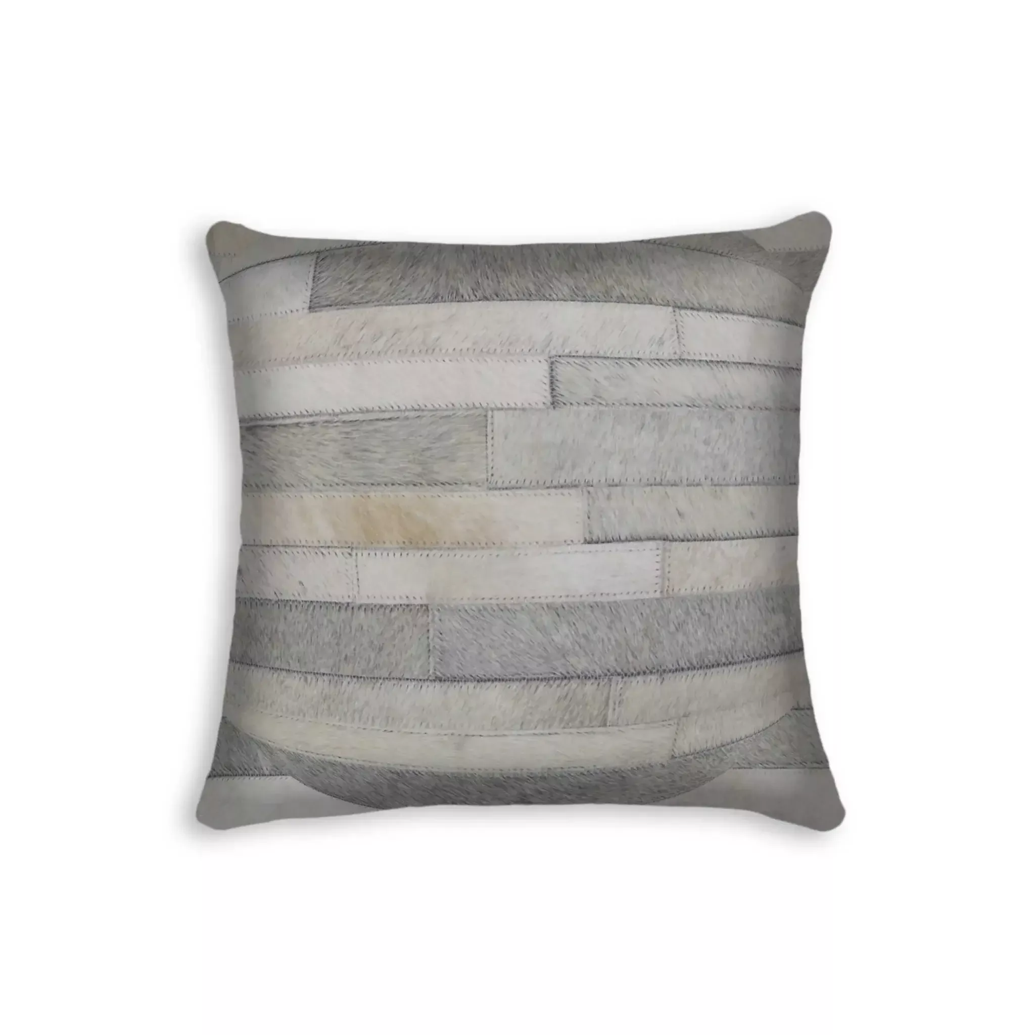 18" Gray Cowhide Throw Pillow
