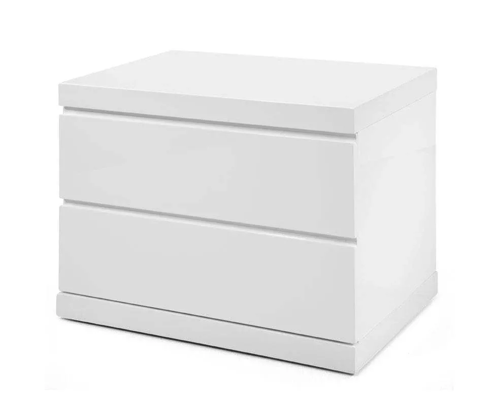 18" White Two Drawers Nightstand