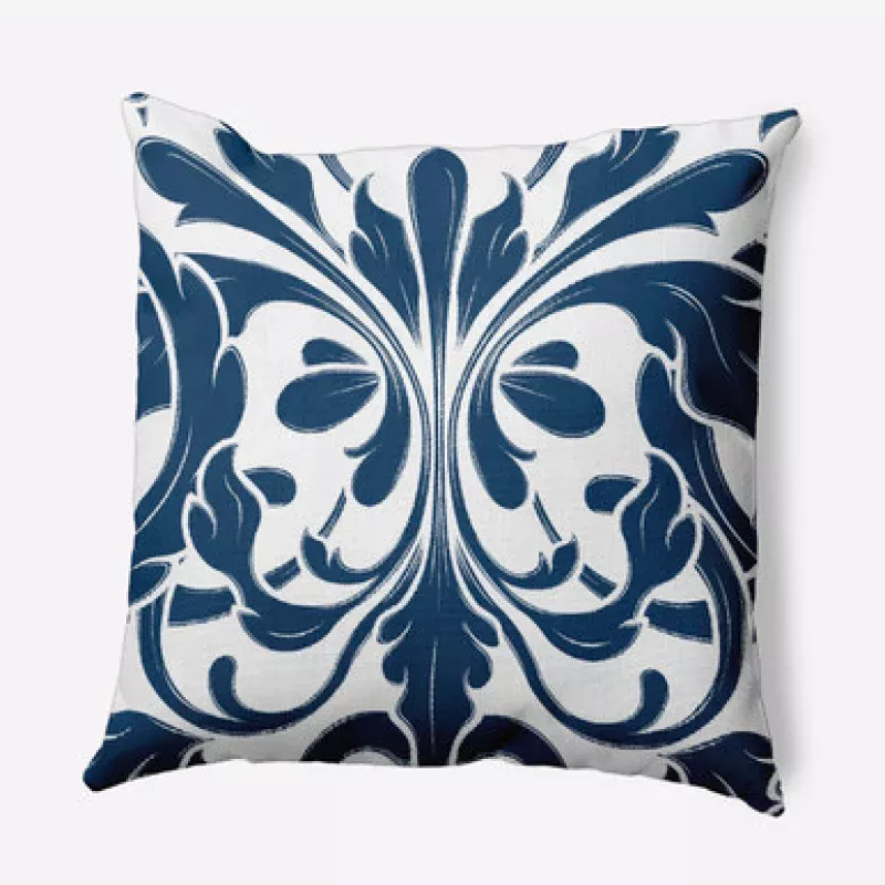 18 x 18 Blue & White British Colonial Square Outdoor Throw Pillow | Pool Central