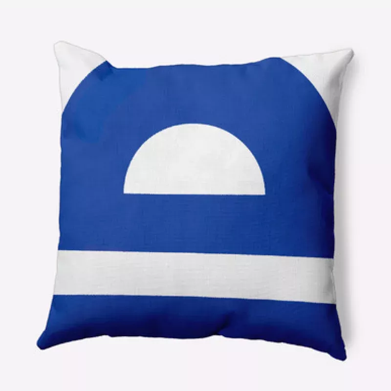 18 x 18 Blue & White Lock Square Outdoor Throw Pillow | Pool Central