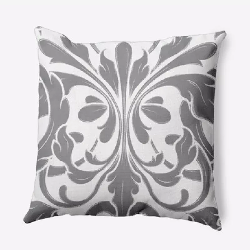 18 x 18 Gray & White British Colonial Square Outdoor Throw Pillow | Pool Central