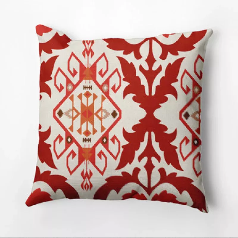 18 x 18 Orange & White Fancy Design Outdoor Throw Pillow | Pool Central
