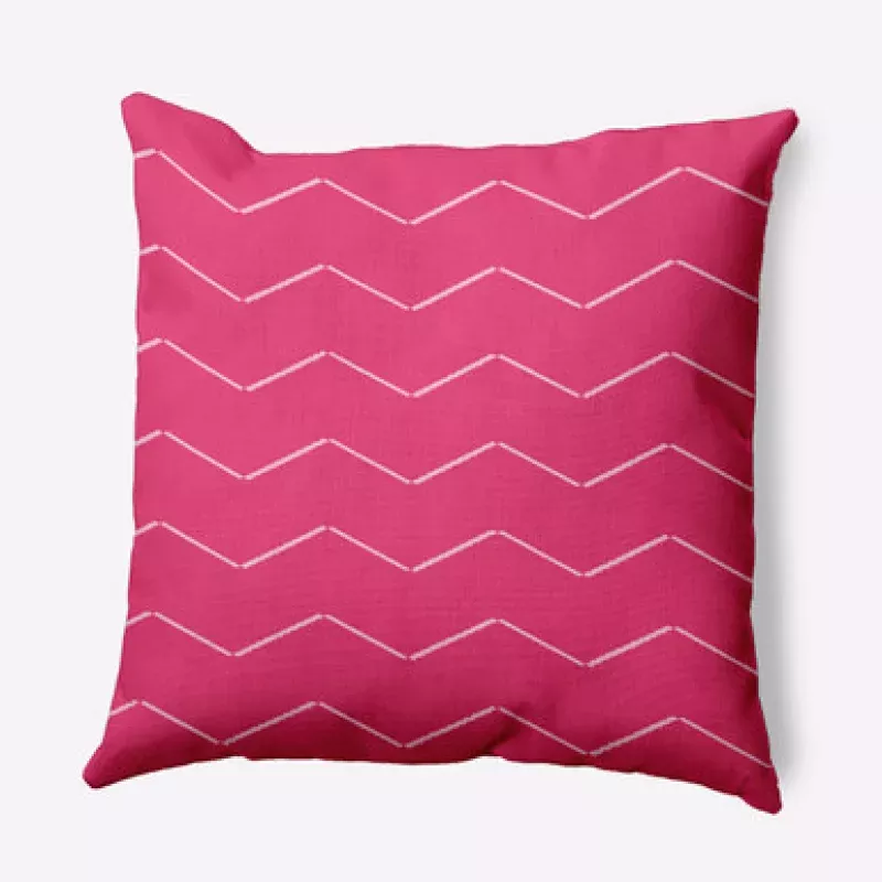 18 x 18 Pink & White Harlequin Stripe Outdoor Throw Pillow | Pool Central