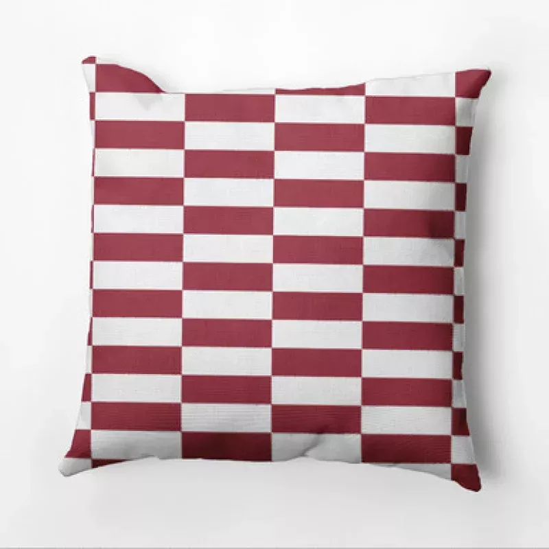 18 x 18 Red & White Checkered Outdoor Throw Pillow | Pool Central