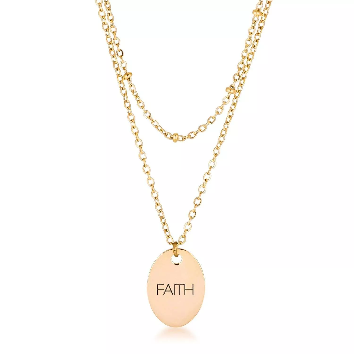18k Gold Plated Double Chain FAITH Necklace