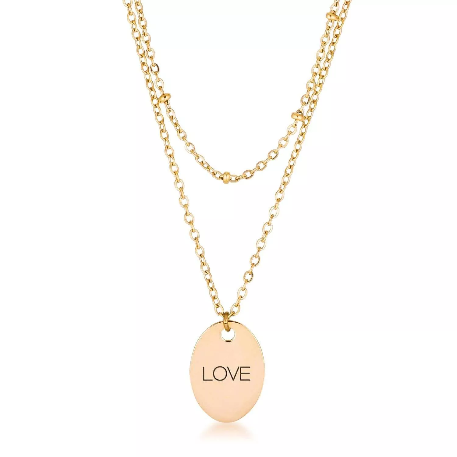 18k Gold Plated Double Chain LOVE Necklace
