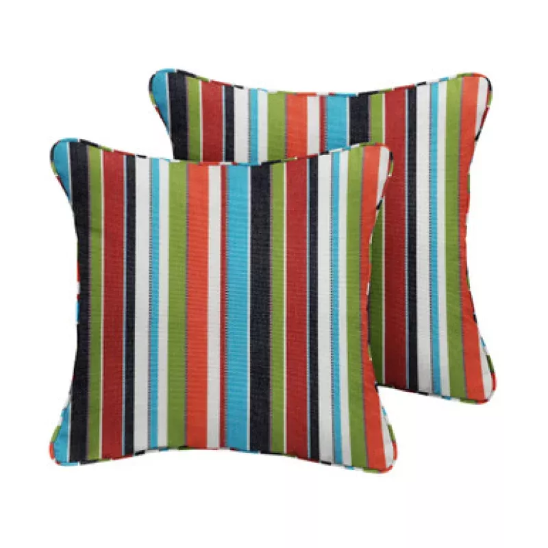 20 Bright Striped Design Square Sunbrella Indoor & Outdoor Chair Cushion | Pool Central