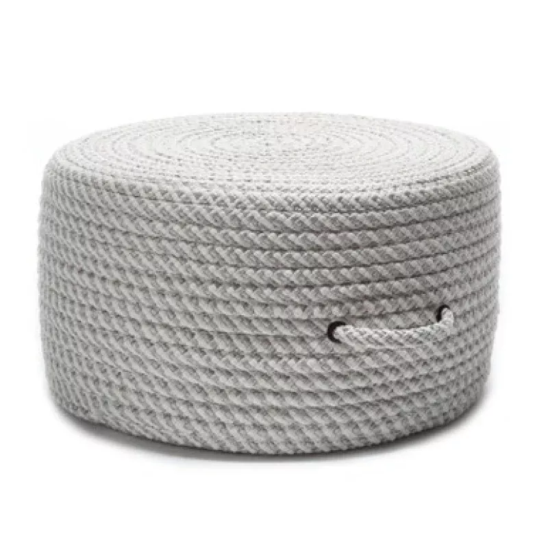 20 Gray Handmade Round Outdoor Pouf Ottoman | Pool Central