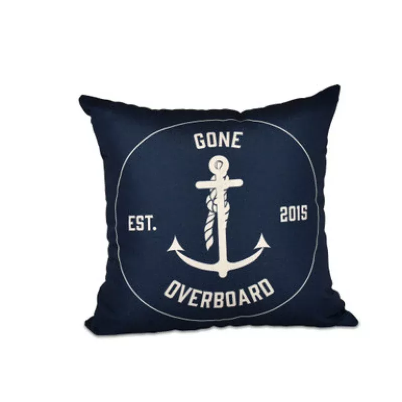 20 x 20 Blue & Beige Gone Overboard Square Outdoor Throw Pillow | Pool Central
