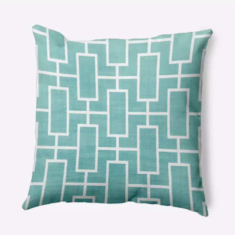 20 x 20 Blue & White Lattice Outdoor Throw Pillow | Pool Central