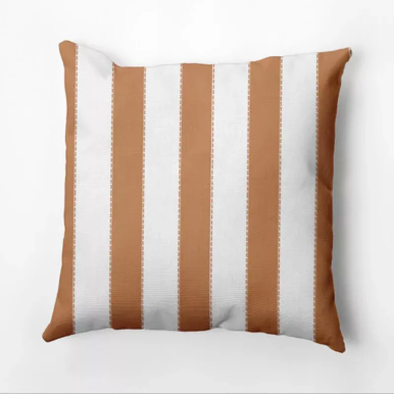 20 x 20 Brown & White Perfect Stripe Outdoor Throw Pillow | Pool Central