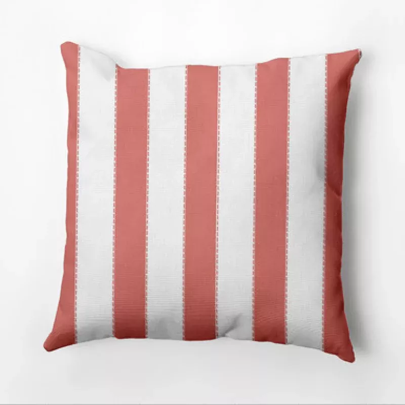 20 x 20 Orange & White Perfect Stripe Outdoor Throw Pillow | Pool Central