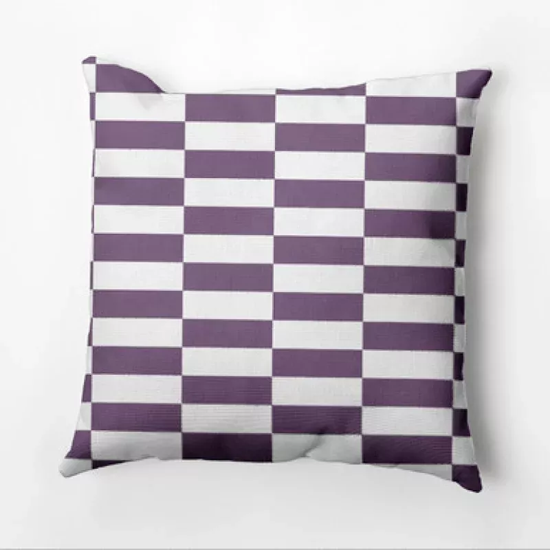 20 x 20 Purple & White Rectangle Check Outdoor Throw Pillow | Pool Central