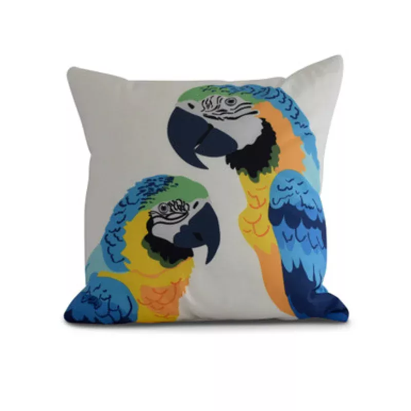 20 x 20 White & Blue Macaw Outdoor Throw Pillow | Pool Central
