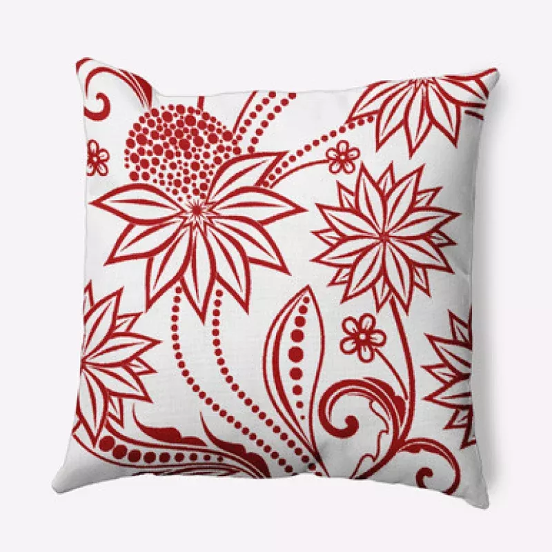 20 x 20 White & Red Ella Outdoor Throw Pillow | Pool Central