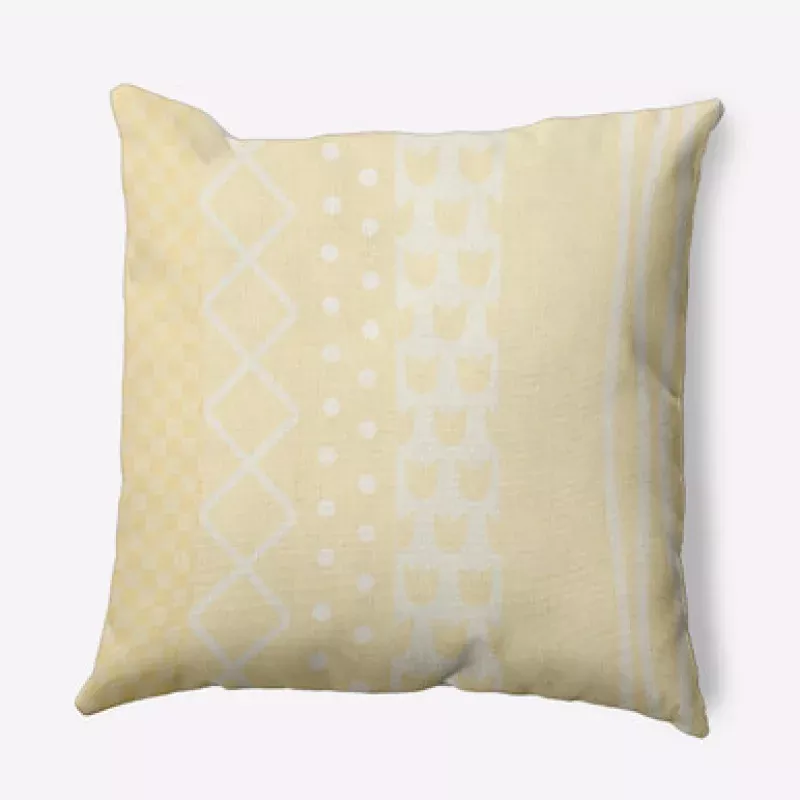 20 x 20 Yellow & White Pattern Stripe Outdoor Throw Pillow | Pool Central