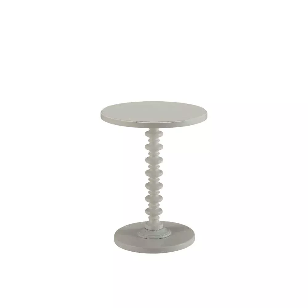 22" White Solid Wood Round End Table