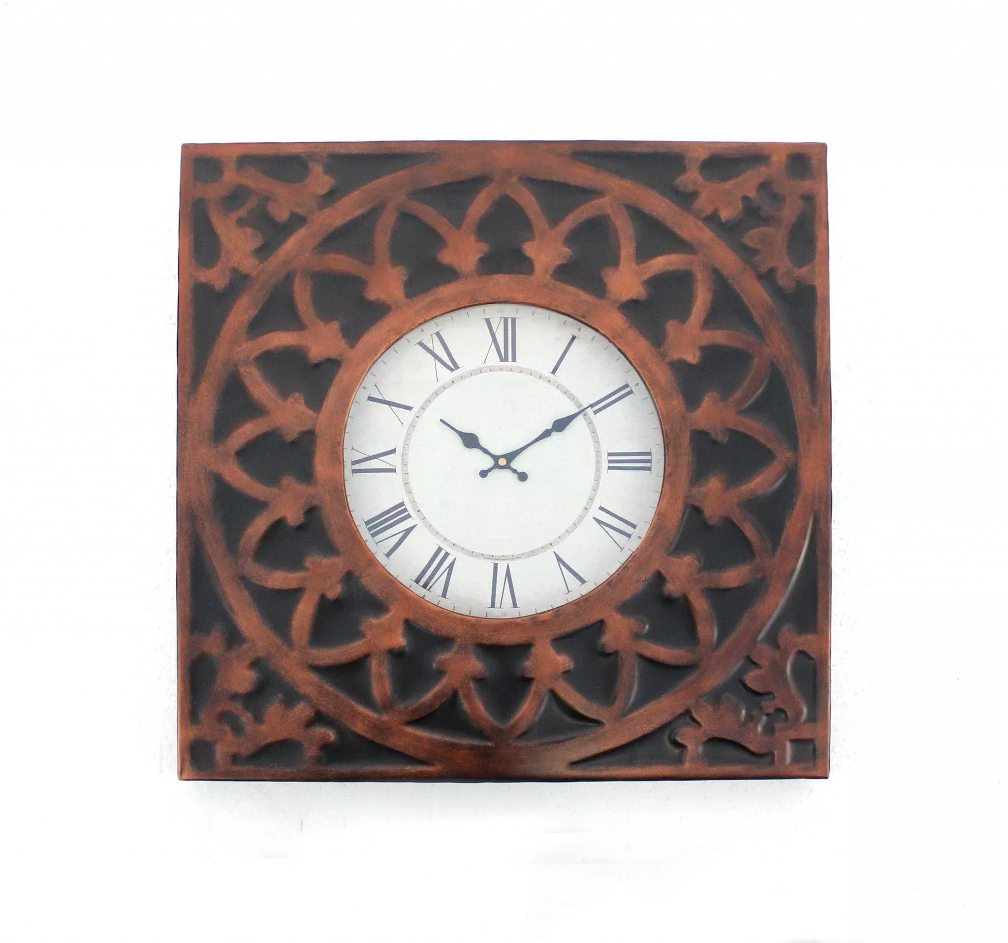 23″ Square Bronze Glass Analog Wall Clock