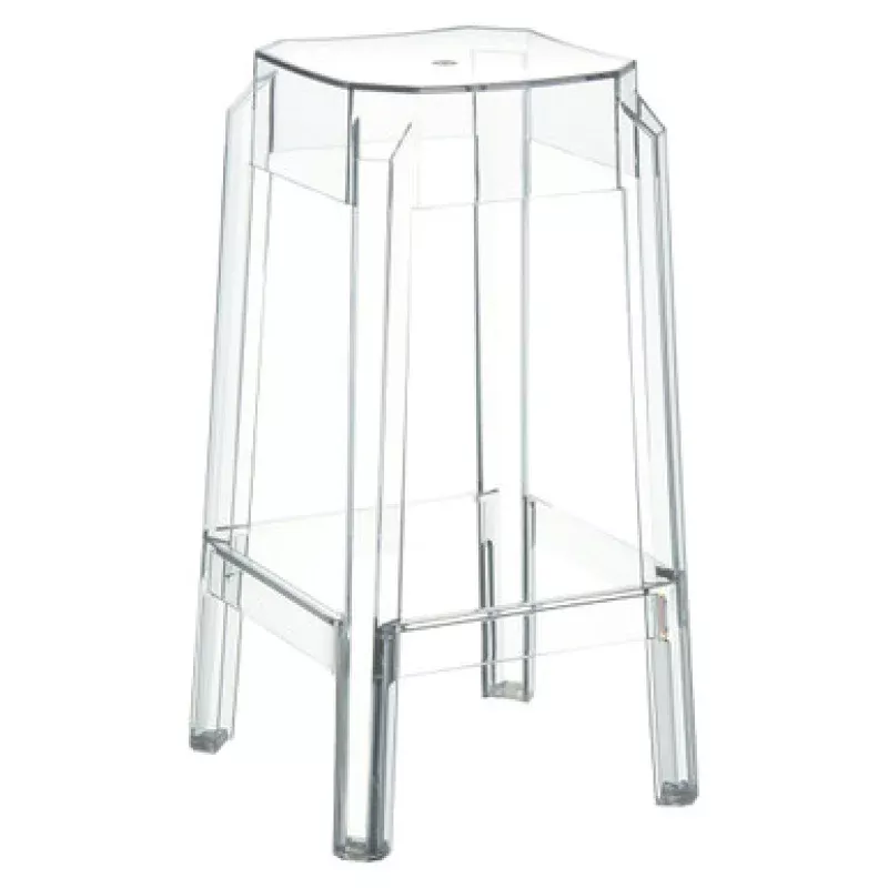 25.6 Clear Transparent Outdoor Patio Solid Counter Stool | Pool Central