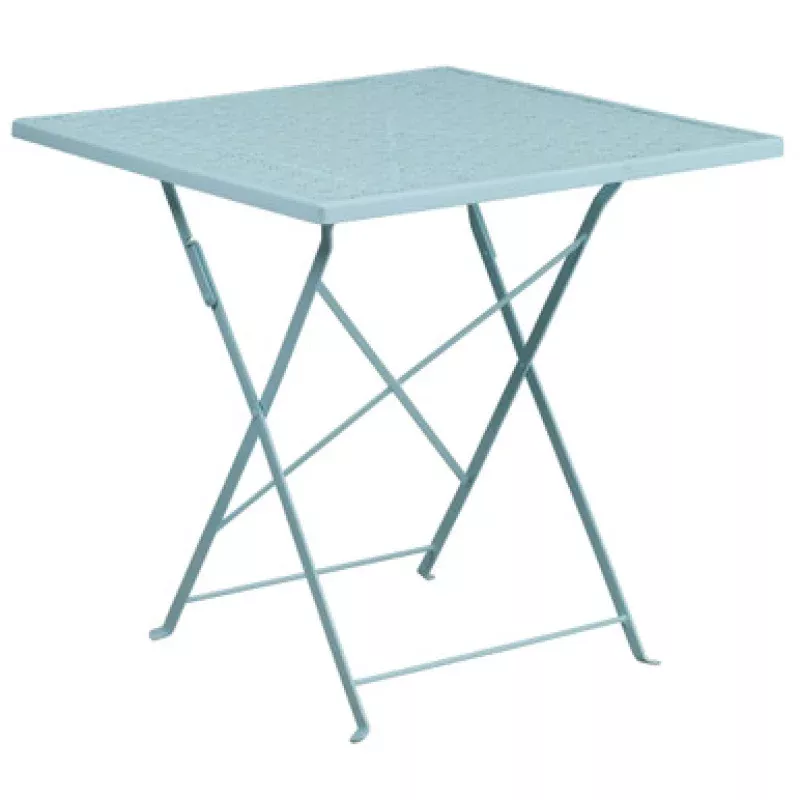 28 Sky Blue Square Outdoor Patio Folding Table | Pool Central