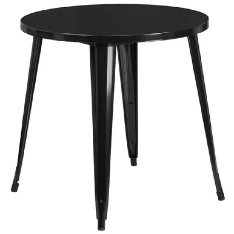 29.5 Black Round Solid Contemporary Outdoor Table | Pool Central