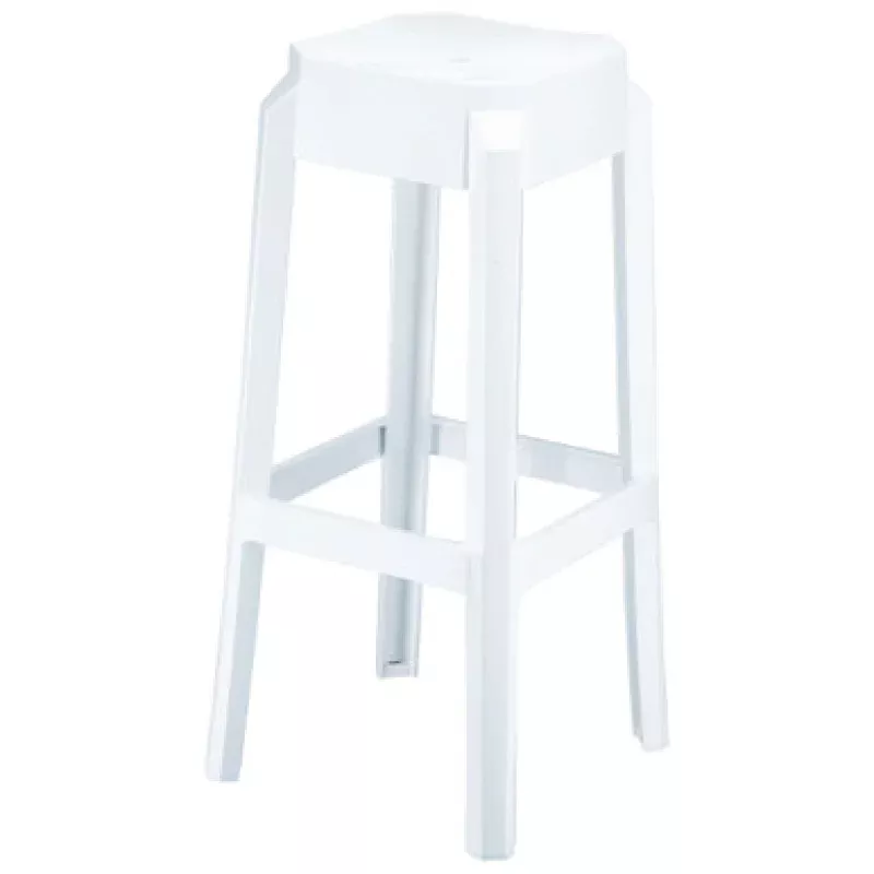 29.5 White Glossy Outdoor Patio Solid Bar Stool | Pool Central