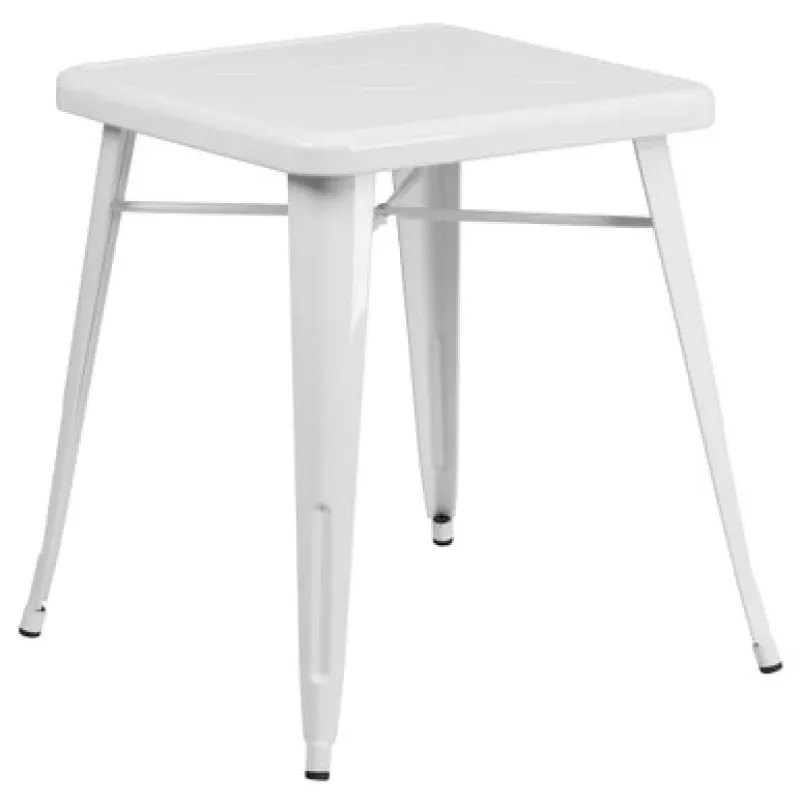 29” White Solid Square Contemporary Outdoor Cafe Bar Table | Pool Central