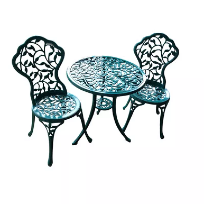 3 Pc. Sturdy Green Aluminum Bistro Set | Pool Central