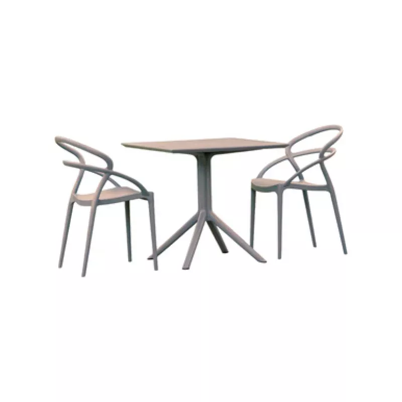 3-Piece Gray Outdoor Patio Dining Set with Stackable Chairs 32.25 | Pool Central