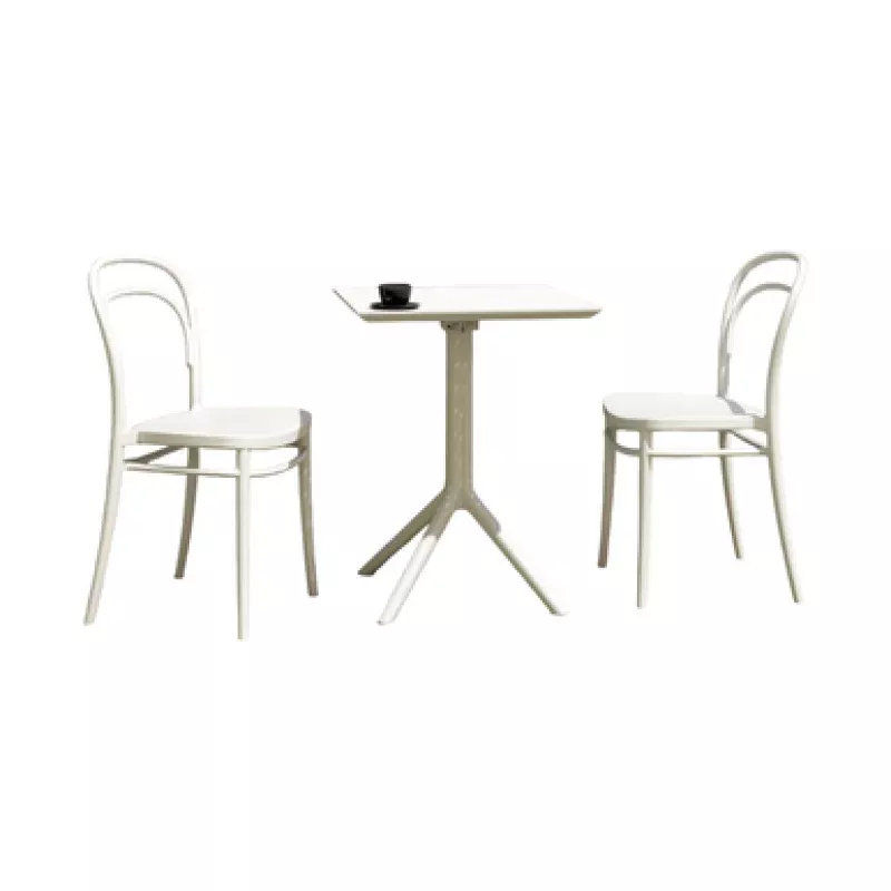 3-Piece White Patio Square Table Bistro Set 33.5 | Pool Central