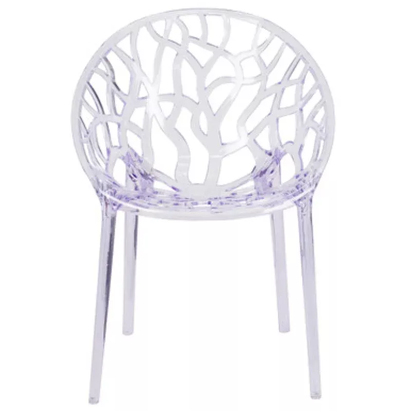 31 Clear Transparent Crystal Outdoor Stackable Side Chair with Round Back | Pool Central