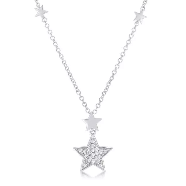 .32Ct Rhodium Star Necklace with Shimmering CZ