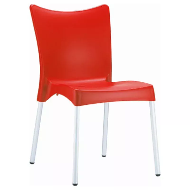 33.25 Red & White Stackable Outdoor Patio Dining Chair | Pool Central