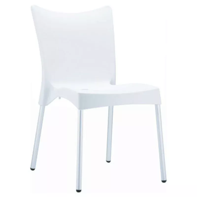 33.25 White Stackable Outdoor Patio Dining Chair | Pool Central