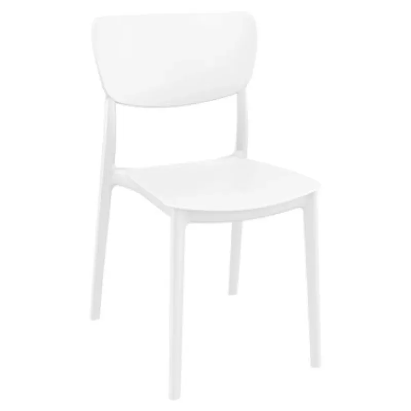 33 White Solid Stackable Patio Dining Chair | Pool Central