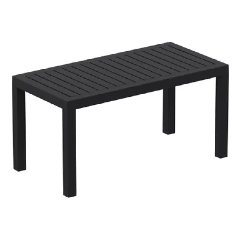 36 Black Patio Solid Rectangular Patio Resin Coffee Table | Pool Central