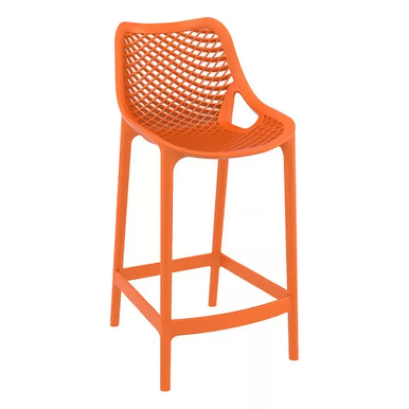 37.5 Orange Solid Patio Resin Counter Stool | Pool Central