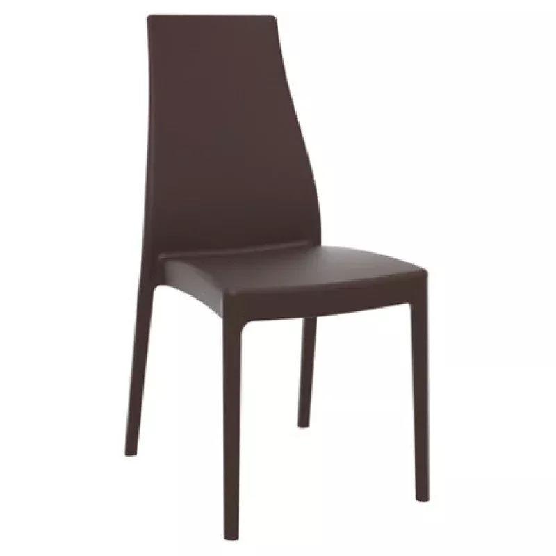 37 Brown Outdoor Patio Solid High Back Dining Chair | Pool Central