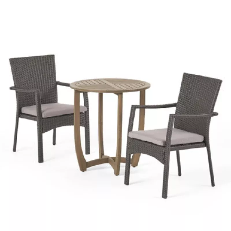 3pc Gray Round Table Outdoor Patio Bistro Set 35 | Pool Central