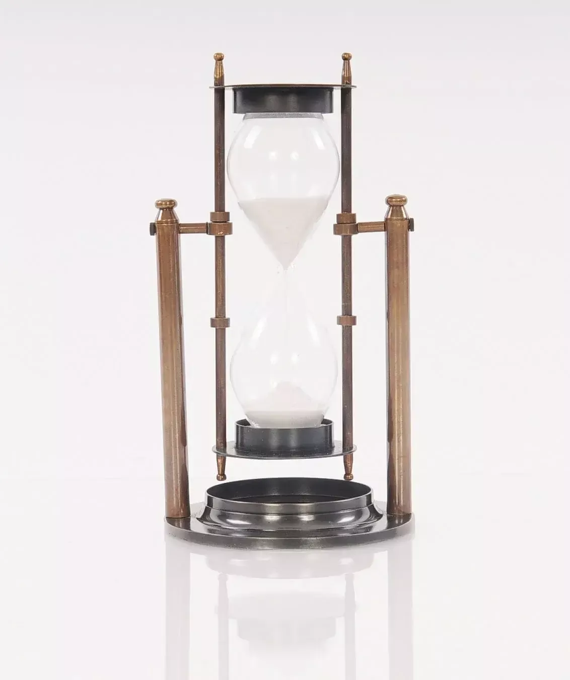 4.5" X 4.5" X 8.5" Brass Revolving Sandtimer