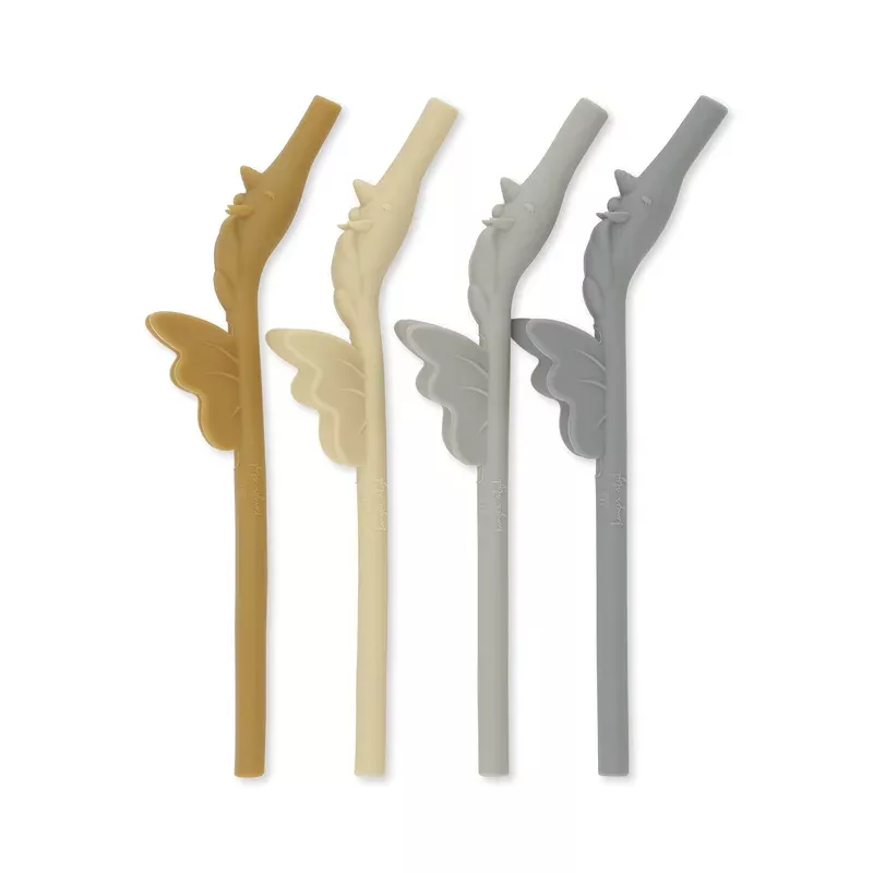 4 PACK SILICONE STRAW UNICORN – quarry mix
