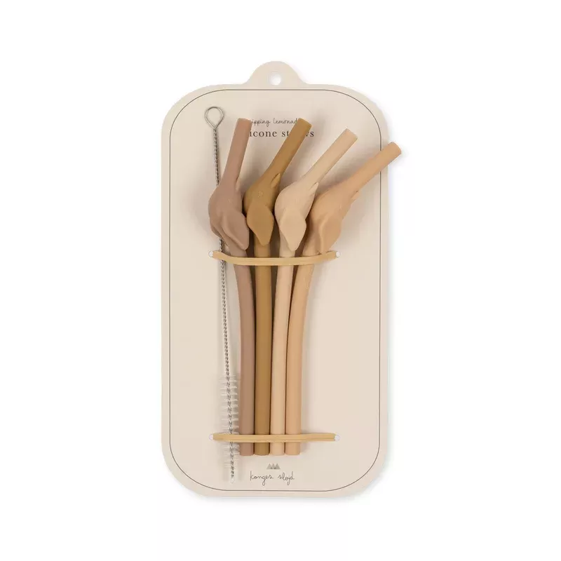 4 PACK SILICONE STRAWS ELEPHANT – rosesand mix