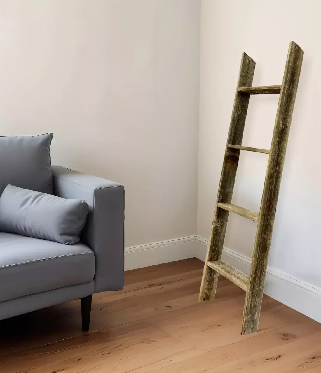 4 Step Rustic Black Wood Ladder Shelf