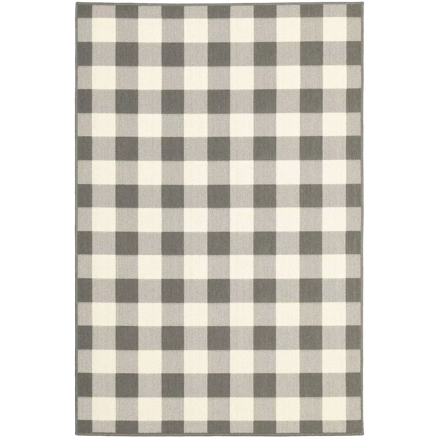 4' X 6' Gray and Ivory Indoor Outdoor Area Rug