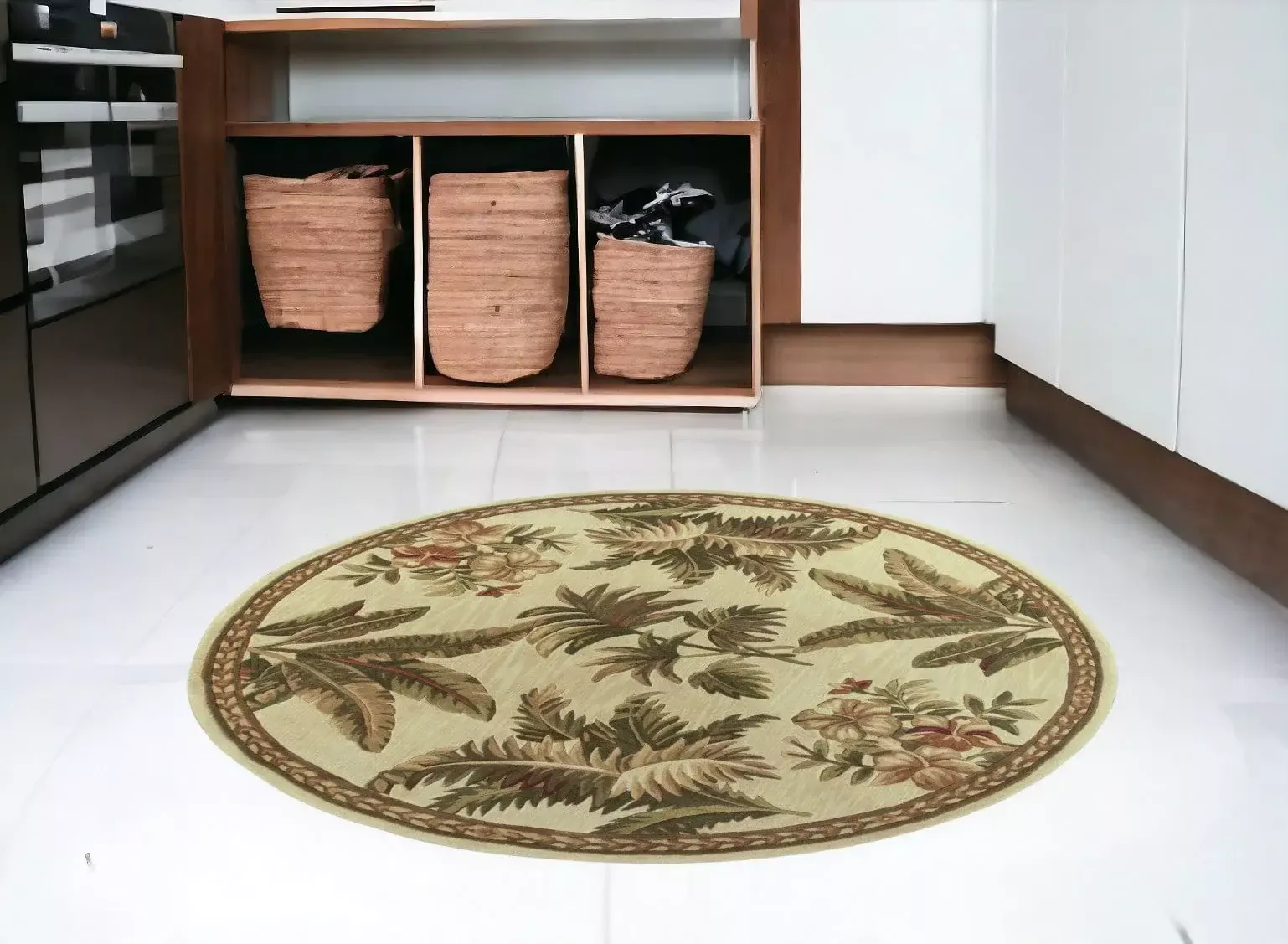 5' RoundWool IvoryArea Rug