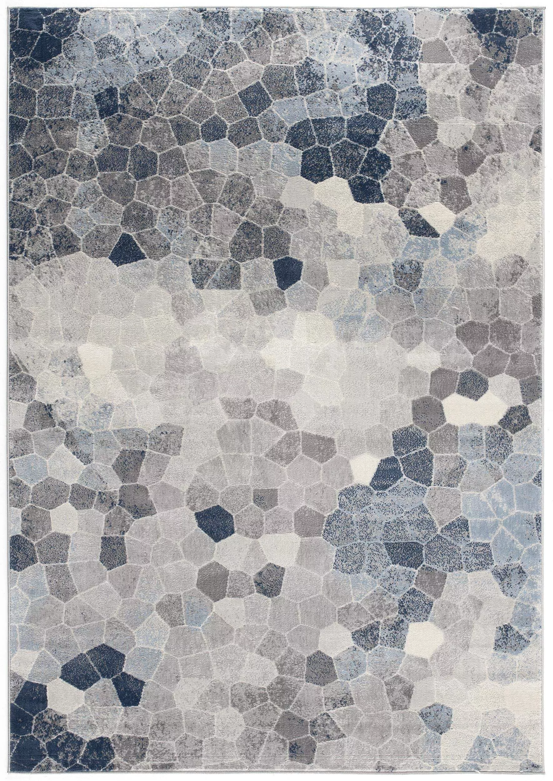 5' X 8' Navy Blue Cobblestone Pattern Area Rug