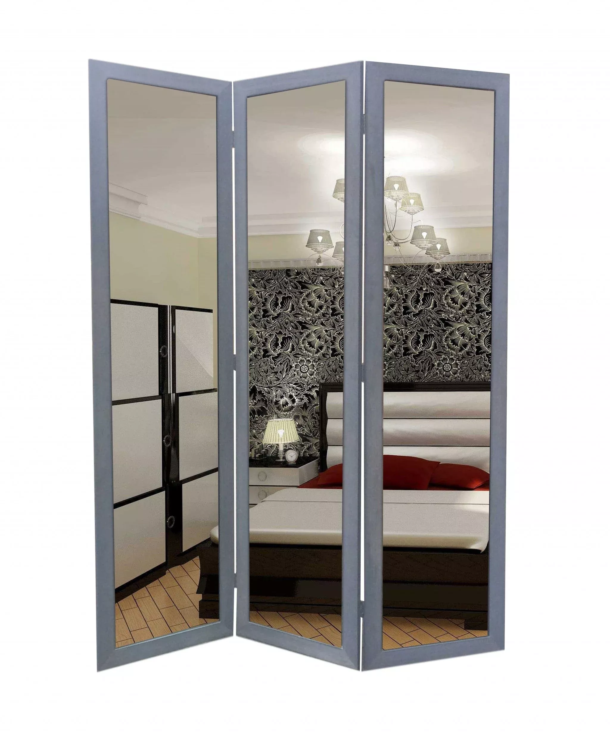 50 X 69 Gray Glass & Wood MirrorScreen