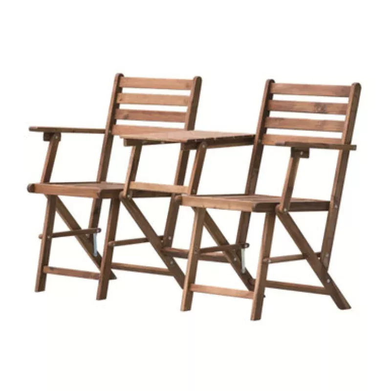 55 Brown Vintage Style Folding Attached Chairs & Table | Pool Central