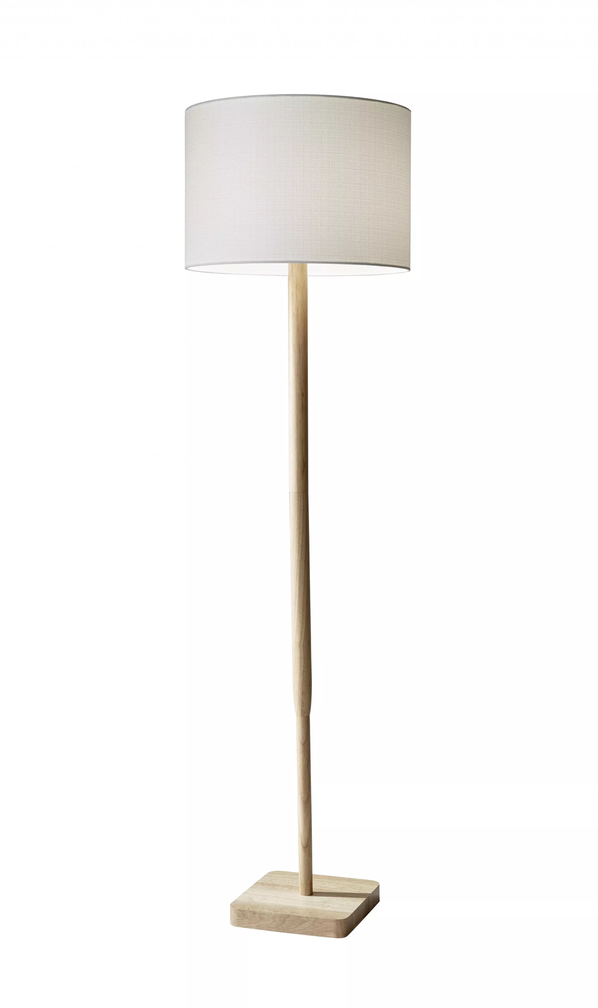 59" Solid Wood Traditional Shaped Floor Lamp With White Drum Shade